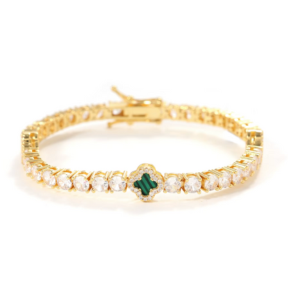 5A+ CZ 4mm Flower Tennis Bracelet
