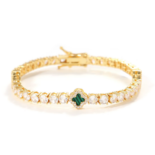 5A+ CZ 4mm Flower Tennis Bracelet