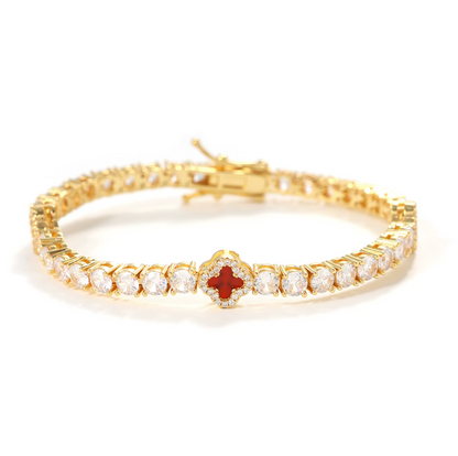 5A+ CZ 4mm Flower Tennis Bracelet