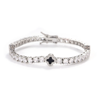 5A+ CZ 4mm Flower Tennis Bracelet