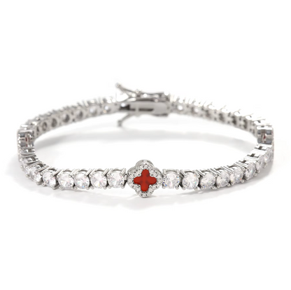 5A+ CZ 4mm Flower Tennis Bracelet