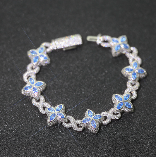 5A+ CZ 19mm Cuban Cluster Hexagon Shapes Infinity Charm Bracelet