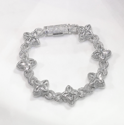 5A+ CZ 19mm Cuban Cluster Hexagon Shapes Infinity Charm Bracelet