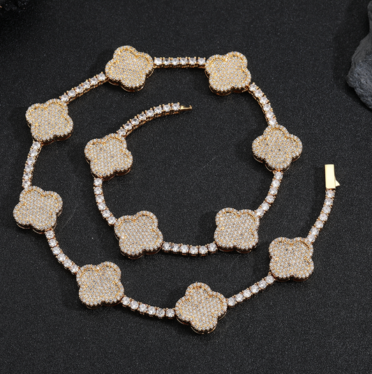 5A+ CZ 3.5 mm Four Leaf Clover Tennis Chain