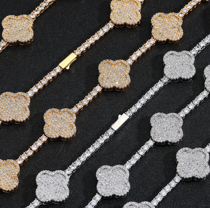 5A+ CZ 3.5 mm Four Leaf Clover Tennis Chain