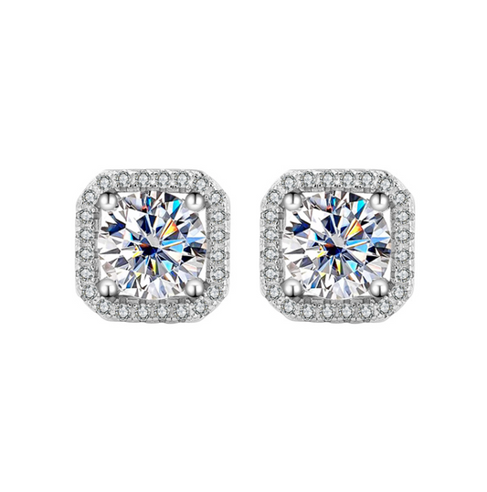 VVS1 Moissanite 1 Carat Stud Earrings