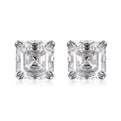 VVS1 Moissanite 1 Carat Square Princess Cut Earrings