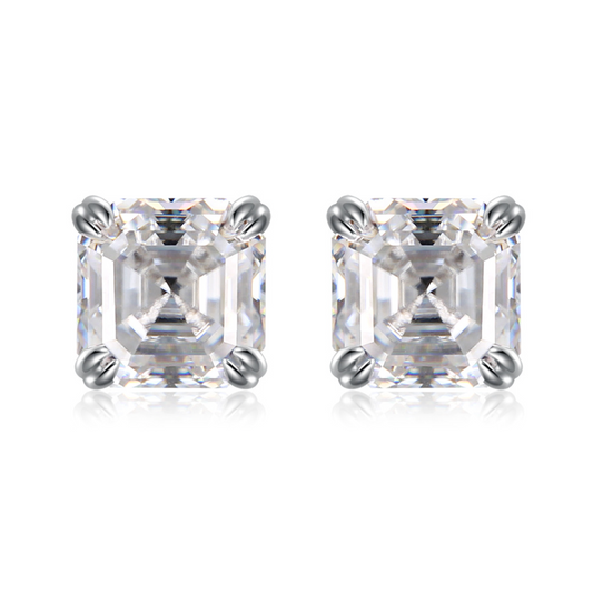 VVS1 Moissanite 1 Carat Square Princess Cut Earrings
