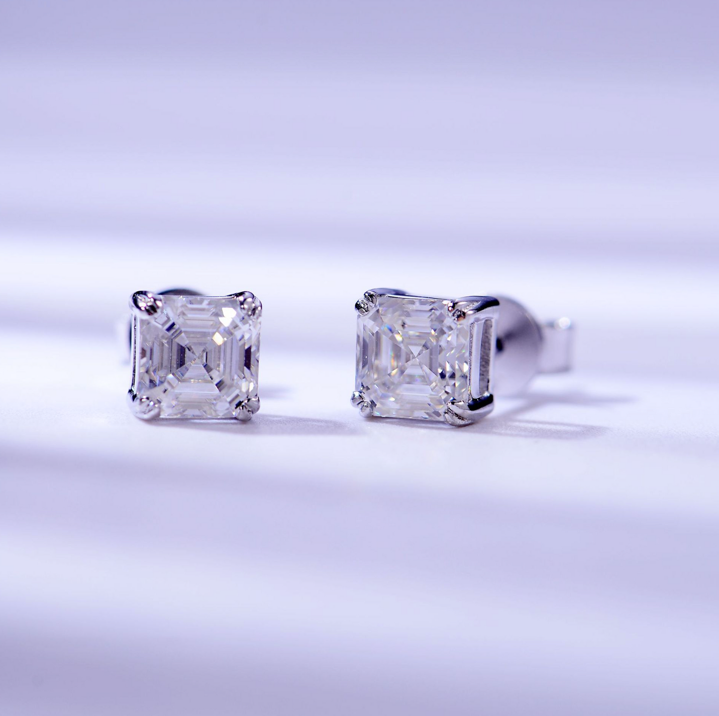 VVS1 Moissanite 1 Carat Square Princess Cut Earrings