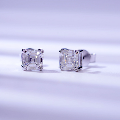 VVS1 Moissanite 1 Carat Square Princess Cut Earrings