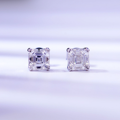 VVS1 Moissanite 1 Carat Square Princess Cut Earrings