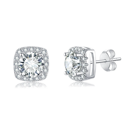 VVS1 Moissanite Square Rounded Stud Earrings