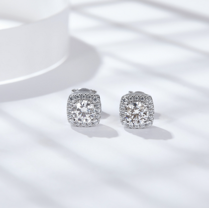 VVS1 Moissanite Square Rounded Stud Earrings