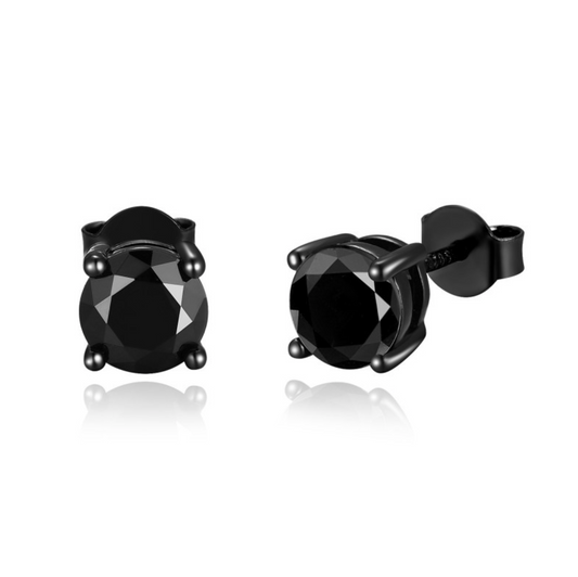 VVS1 Moissanite 1 Carat Black Stud Earrings