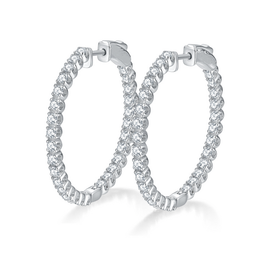 VVS1 Moissanite 30mm Hoop Rounded Earrings