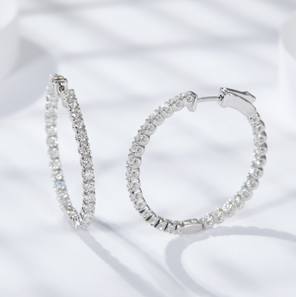 VVS1 Moissanite 30mm Hoop Rounded Earrings