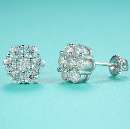 VVS1 Moissanite 8.8mm Rounded Stud Earrings