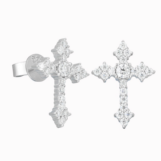 VVS1 Moissanite Cross Shaped Stud Earrings