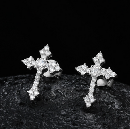 VVS1 Moissanite Cross Shaped Stud Earrings
