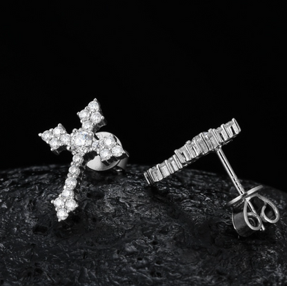 VVS1 Moissanite Cross Shaped Stud Earrings