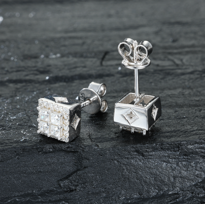 VVS1 Moissanite 6.5mm Square Stud Earrings