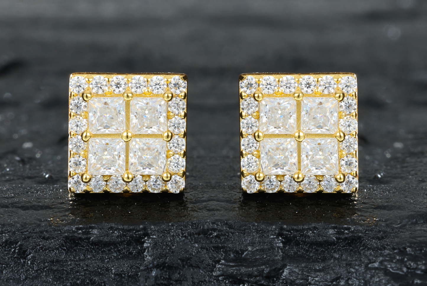 VVS1 Moissanite 6.5mm Square Stud Earrings