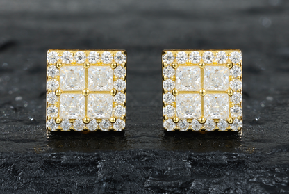 VVS1 Moissanite 6.5mm Square Stud Earrings