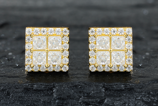 VVS1 Moissanite 6.5mm Square Stud Earrings