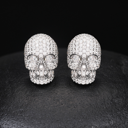 VVS1 Moissanite Skull Stud Earrings