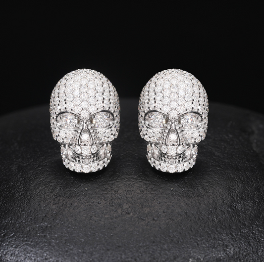 VVS1 Moissanite Skull Stud Earrings