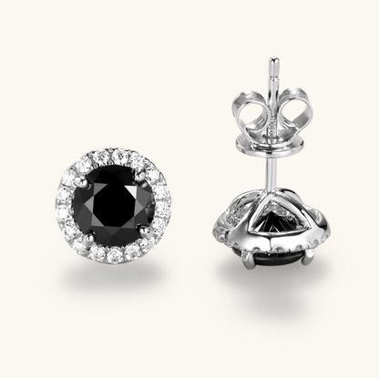 VVS1 Moissanite 0.8 Carat White and Black Rhodium Plated Stud Earrings