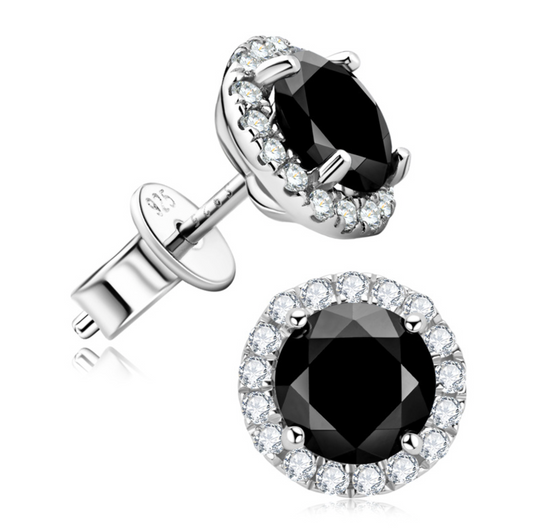 VVS1 Moissanite 0.8 Carat White and Black Rhodium Plated Stud Earrings