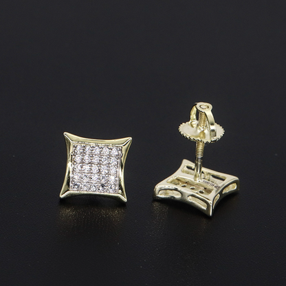 VVS1 Moissanite Square Shape Curved Frame Stud Earrings