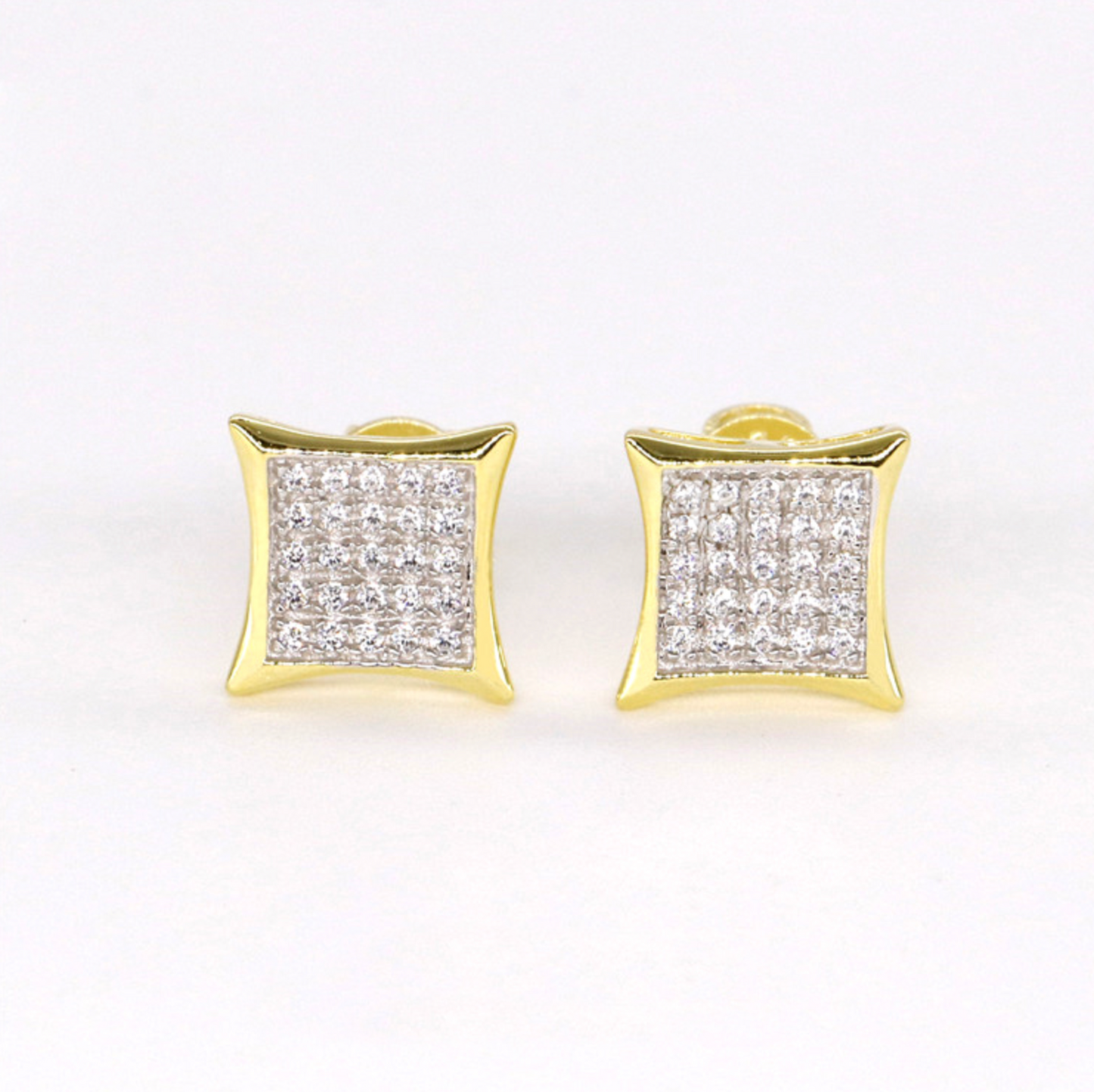 VVS1 Moissanite Square Shape Curved Frame Stud Earrings