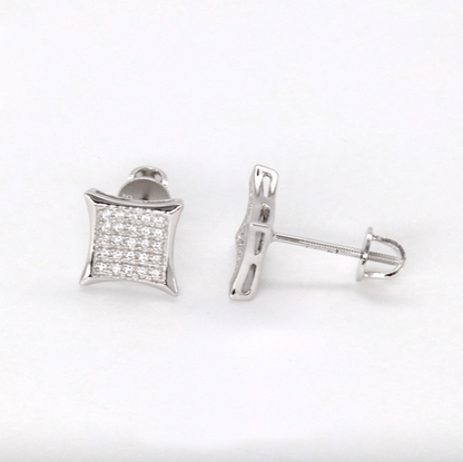 VVS1 Moissanite Square Shape Curved Frame Stud Earrings