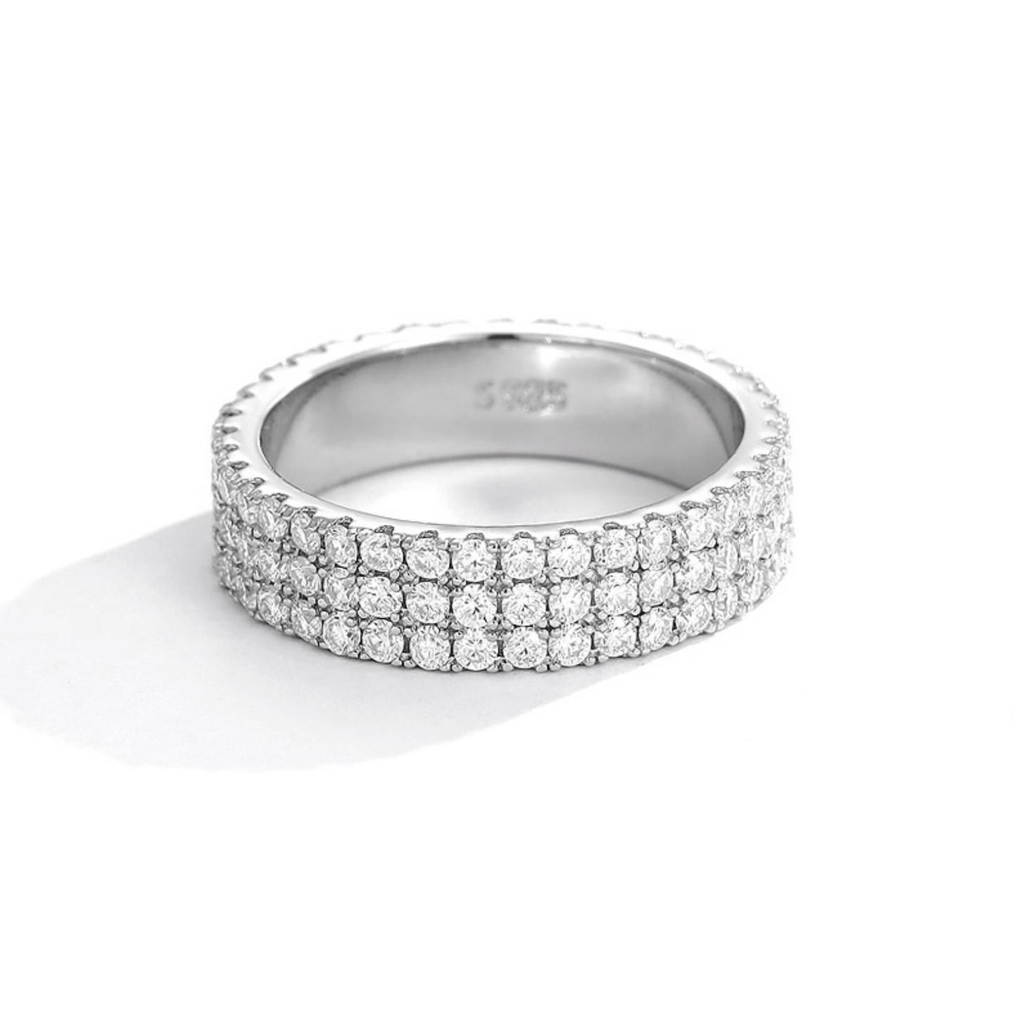 VVS1 Moissanite 1.5mm Three Rows Drill Ring