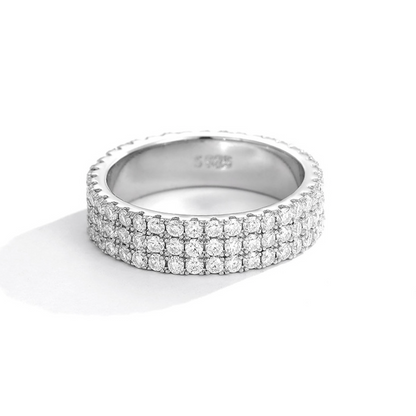 VVS1 Moissanite 1.5mm Three Rows Drill Ring