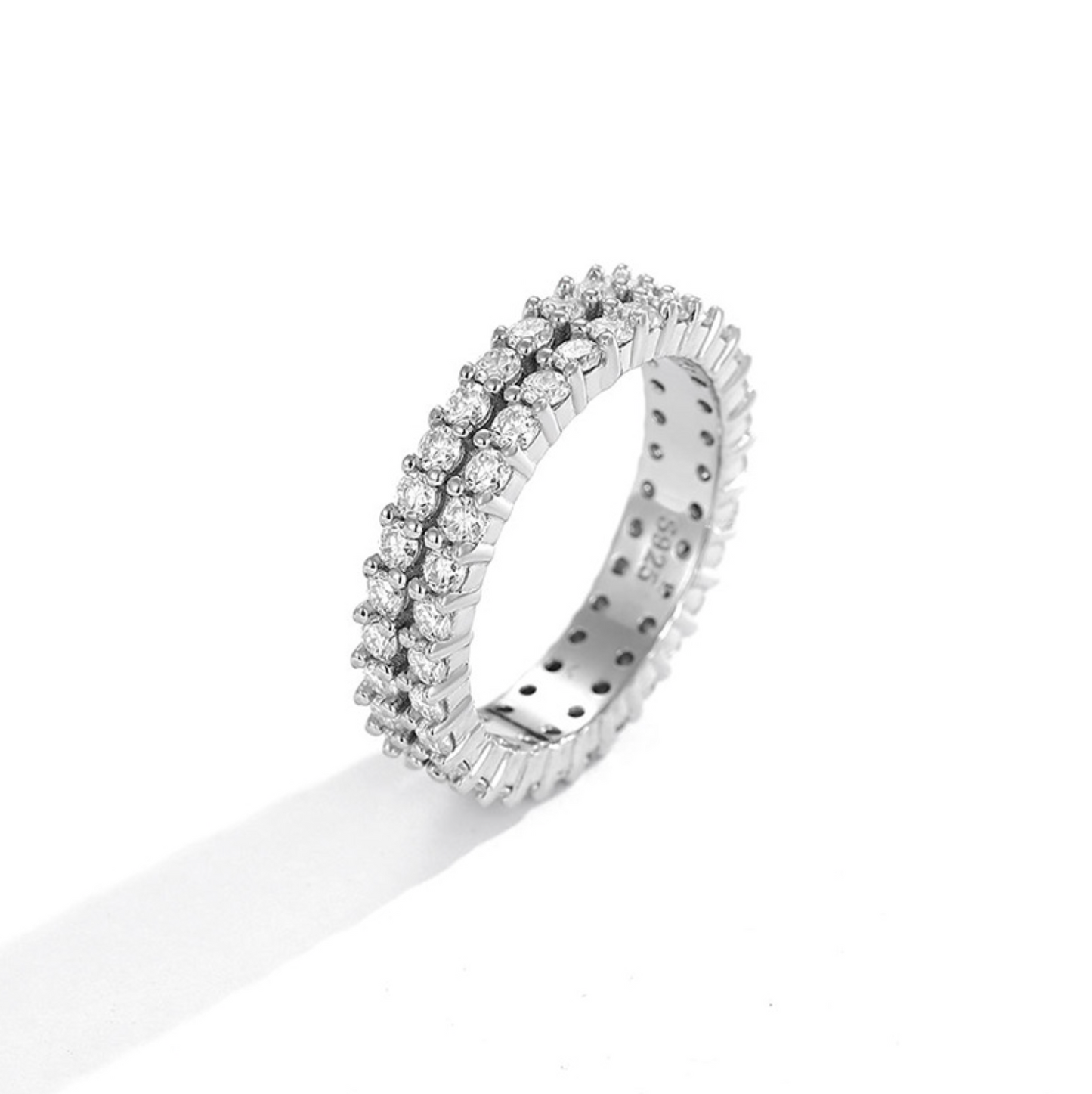 VVS1 Moissanite Two Rows Drill Ring