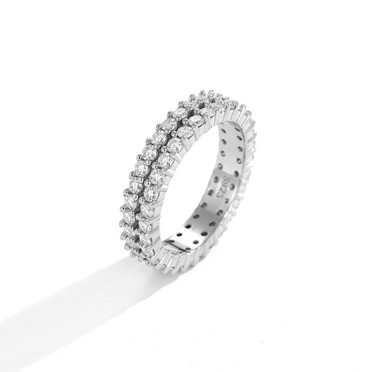 VVS1 Moissanite Two Rows Drill Ring