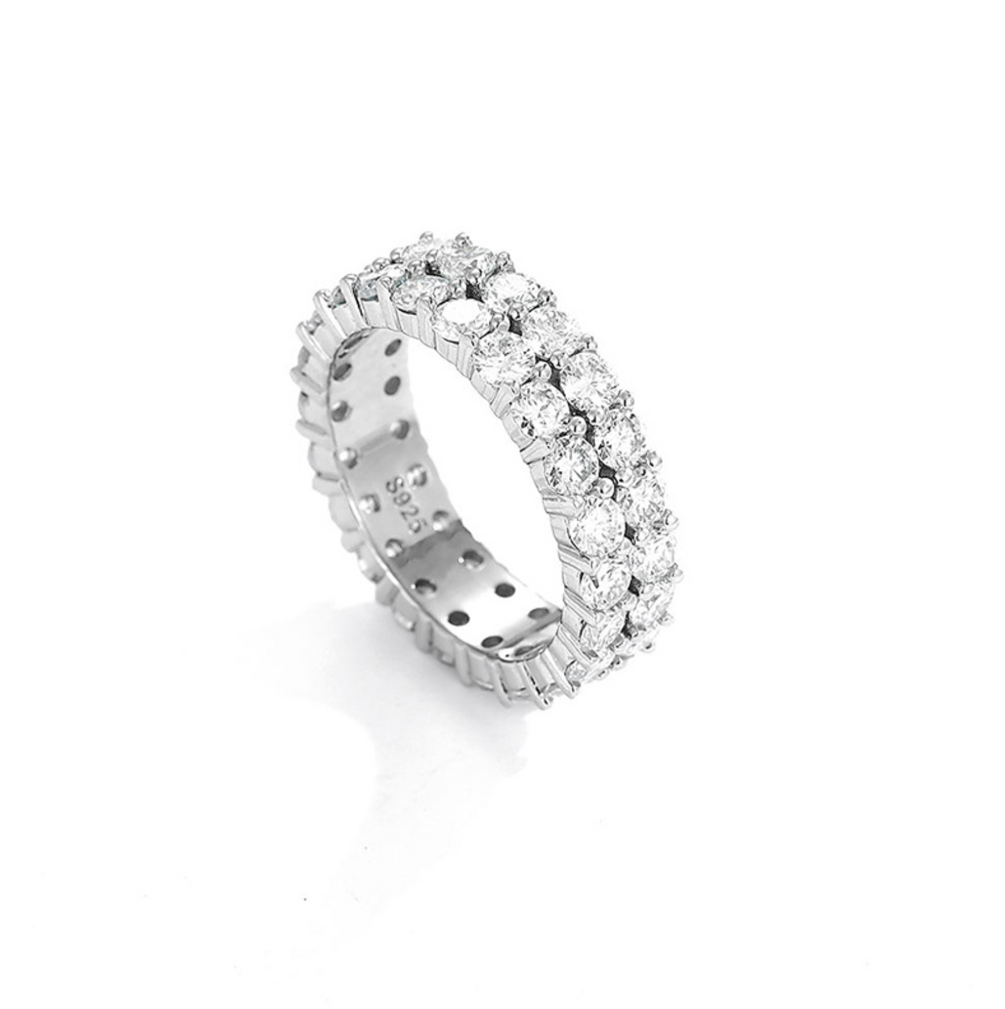 VVS1 Moissanite Two Rows Drill Ring