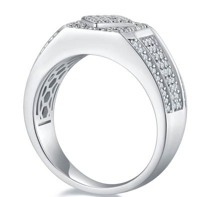 VVS1 Moissanite Fully Iced Rhombic Style One Row Ring