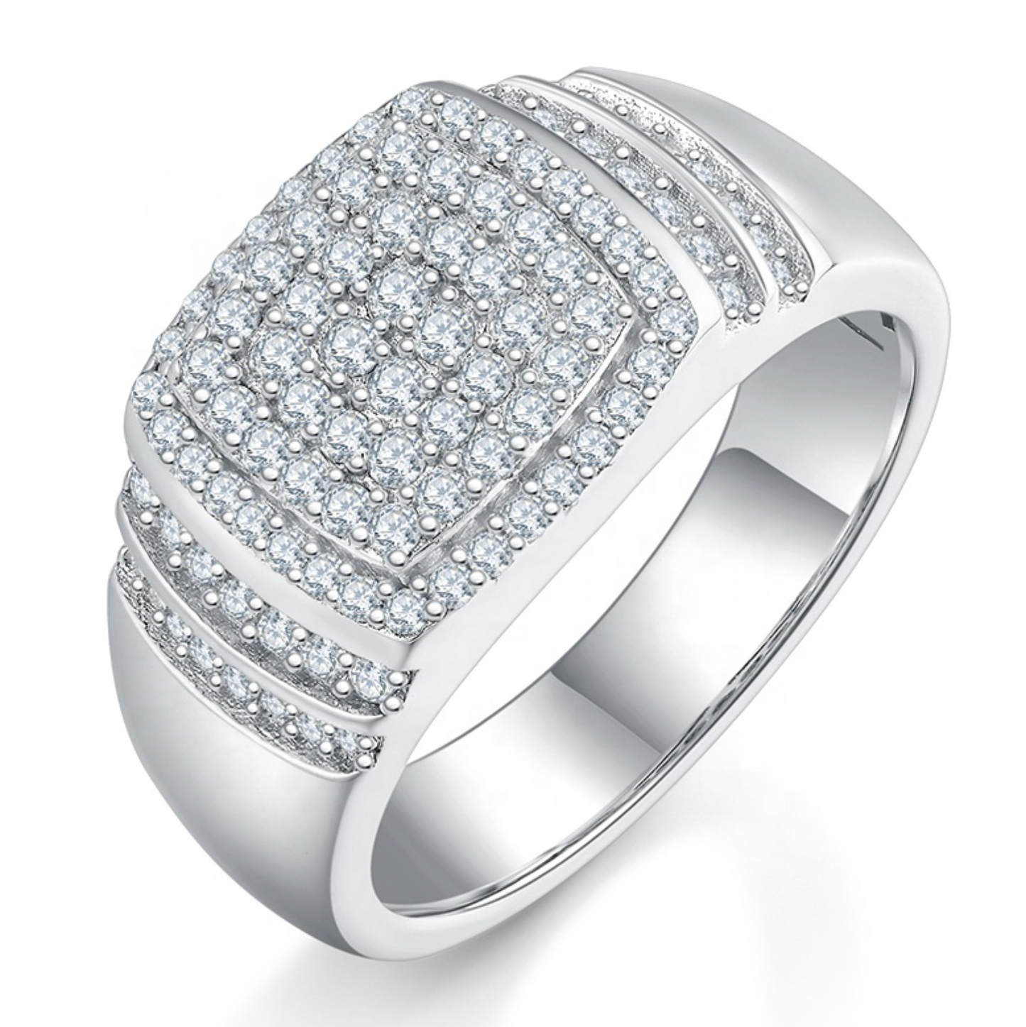 VVS1 Moissanite Fully Iced Two Rows Ring