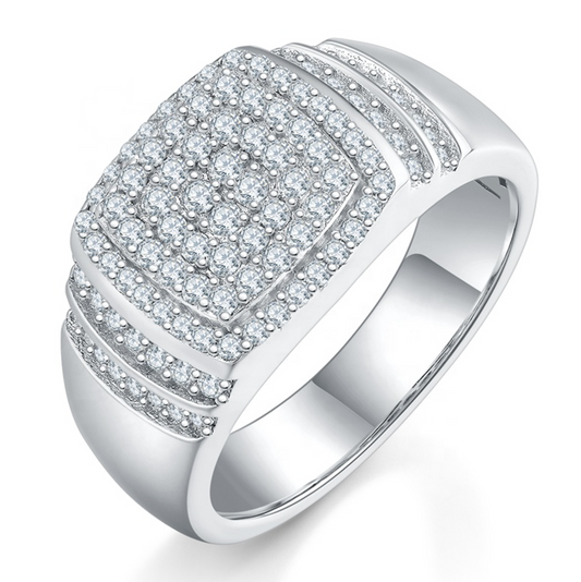 VVS1 Moissanite Fully Iced Two Rows Ring