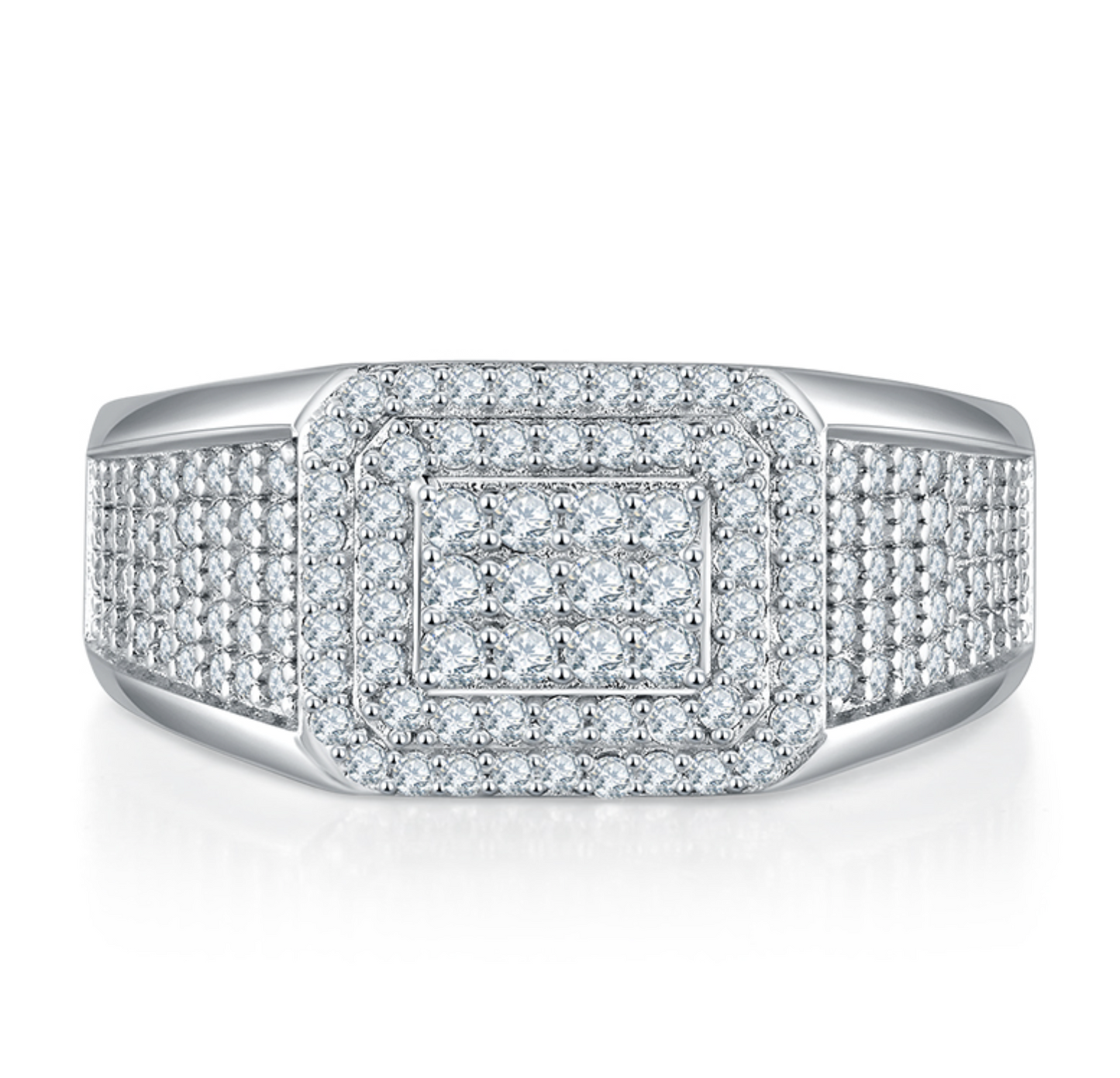VVS1 Moissanite Fully Iced Square Style Ring