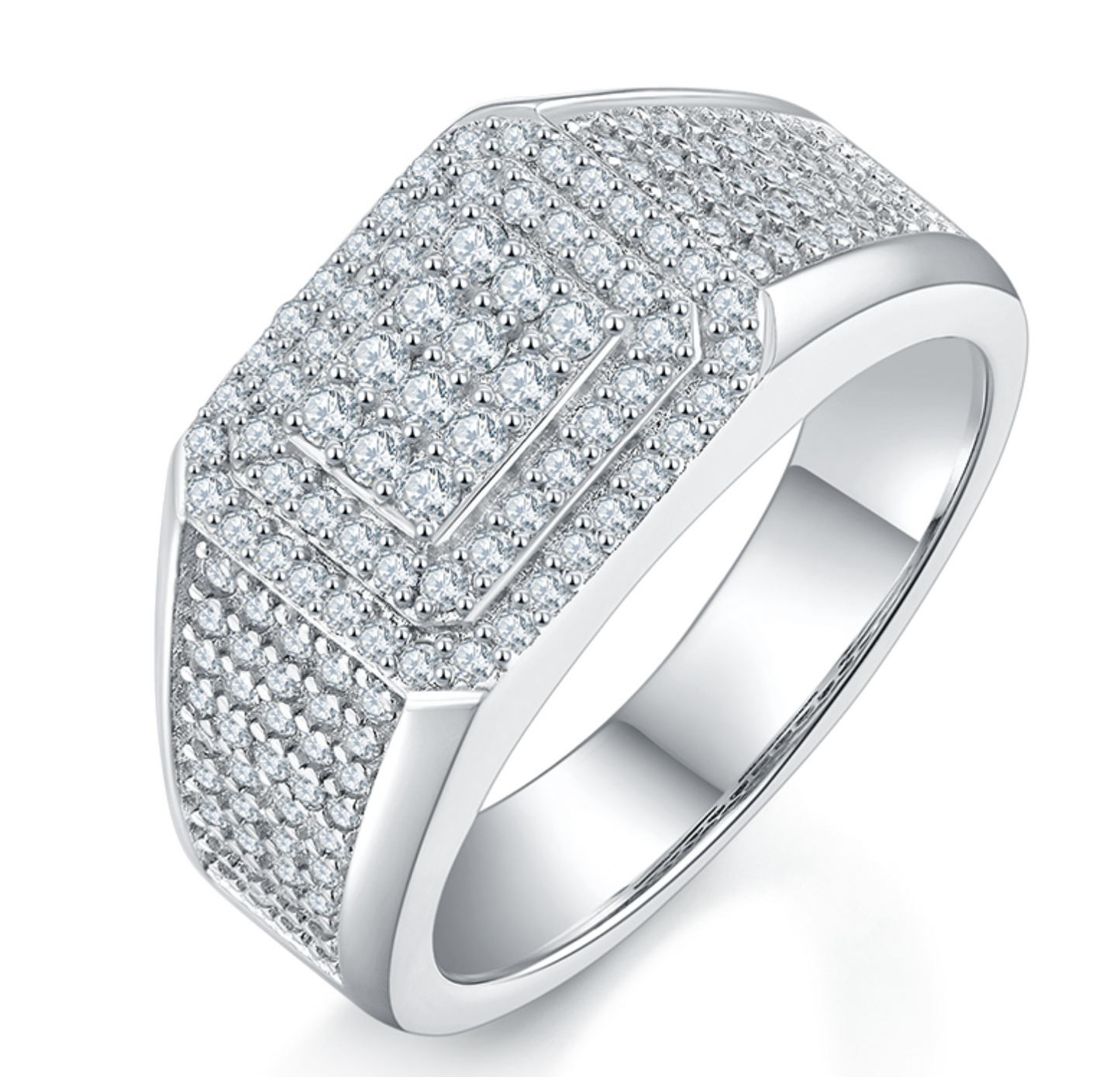 VVS1 Moissanite Fully Iced Square Style Ring