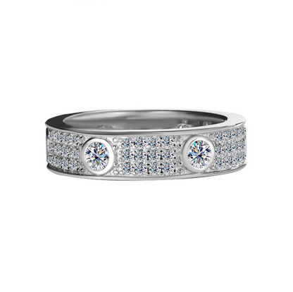 VVS1 Moissanite Fully Iced Three Rows Eternity Ring