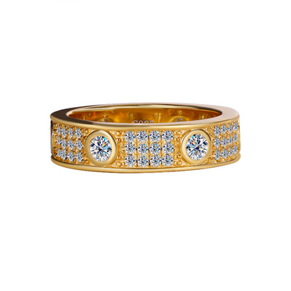 VVS1 Moissanite Fully Iced Three Rows Eternity Ring