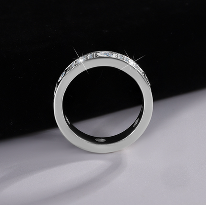 VVS1 Moissanite Fully Iced Three Rows Eternity Ring
