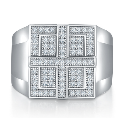 VVS1 Moissanite Cross Rectangle Ring