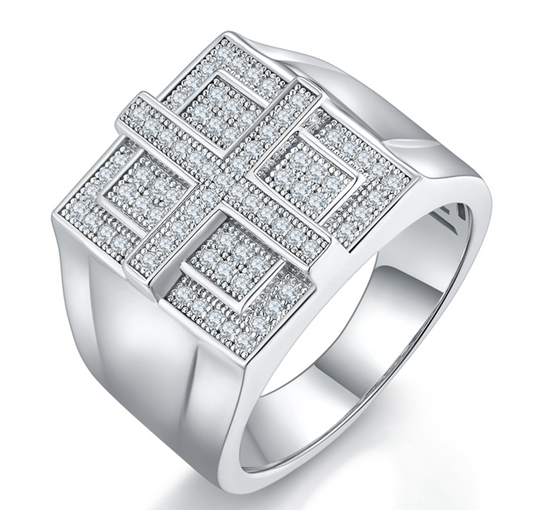 VVS1 Moissanite Cross Rectangle Ring